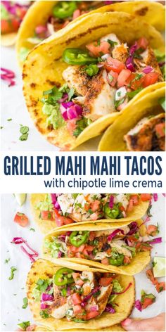 grilled mahi tacos with chipotle and lime crema on the side