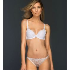 Beautiful Lacy Plunge Style Bra Has Removable Push Up Pads, Hook And Eye Closure At Back, And Adjustable Straps. Also Features A Beautiful Little Bow At Centerfront With Decorative Bead. Color Is A True, Crisp White, Not Off White. Size Runs True To Size Bra Is Both Super Comfortable And Super Sexy!! Makes A Great, Supportive Everyday Bra Or Special Occasion Piece. Also Great For Bridal Lingerie. Push Up Pads, Everyday Bra, Bridal Lingerie, Push Up Bra, Bra Sizes, Women's Intimates, White Lace, Push Up, Adjustable Straps