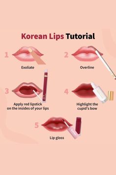 #korean #lips #tutorial #tips #ideas Korean Lips Tutorial, Lips Products, Teknik Makeup, Lips Tutorial, Maquillage Yeux Cut Crease, Makeup Shopping, Dag Make Up, Korean Lips, Bday List