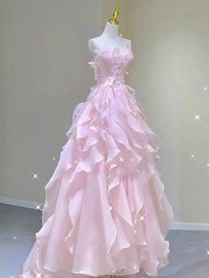 Very Fancy Dresses, Pink Grad Dresses, Pink Grad Dress, Formal Dresses Pink, Fairy Party Dress, Princess Evening Dress