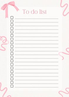 Organized To Do List Ideas, Check Off List Template, To Do Template Aesthetic, 2025 To Do List, That Girl To Do List, Thing To Do, To Do List Printable Aesthetic, To Do List For School, Cute Lists