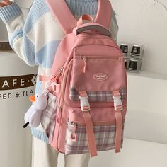 Kylethomasw Lattice College Kawaii Backpack Girl Cute Travel Backpack Trendy Cool Women School Bag Fashion Female Laptop Student Kids BagsDetails ShowAngle Show Cute Satchel Backpack With Large Capacity, Kawaii Rectangular Backpack For Daily Use, Rectangular Pink Backpack For Study, Cute Rectangular Backpack For Daily Use, Cute Large Capacity Backpack For Study, Portable Cute Backpack, Cute Large Capacity Shoulder Backpack, Large Capacity Cute Backpack, Cute Large Capacity Standard Backpack