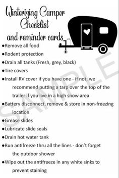 an rving camper checklist with instructions