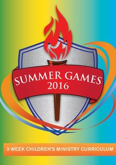 the logo for summer games is shown in red and blue, with flames coming out of it