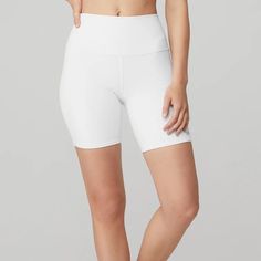 Ordered Them But Wanted A Different Style And Forgot To Return,, So Now I Just Want To Get Rid Of Them. Never Worn Only To Try On. White Bike, Biker Short, Yoga Shorts, Alo Yoga, Biker Shorts, Yoga Women, Bike Shorts, Try On, Different Styles