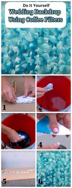 the steps to make a diy coffee filterr with plastic cups and paper towels