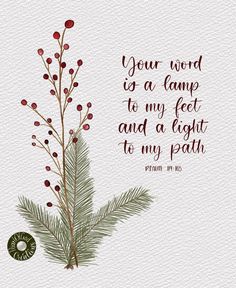 a christmas card with the words your word is a lamp to my feet and a light to my path