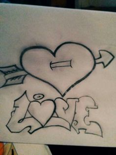 a drawing of a heart with an arrow on it