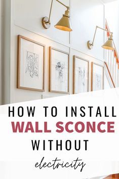 Pictures Lights On Wall, Diy Gallery Light, Wall Light Without Electricity, Lighting For Pictures On Walls, Bedroom Reading Sconces, Foyer Sconces Entryway, Picture With Wall Sconces, Art Lights Wall