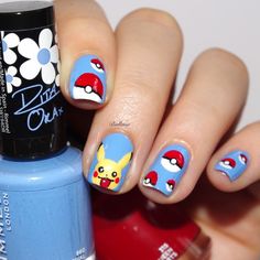 Bulleuw:Pokemon GO 10 Character Nails, Kids Nails, Nail Goals, Nails For Kids, Nails Desing, Pokemon Art, Nails Design