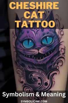 Cheshire Cat Tattoo Meaning Tattoo Gato, Cat Outline Tattoo, Shin Tattoo, Kunst Tattoos, The Cheshire Cat, Taurus Tattoos, Upper Arm Tattoos