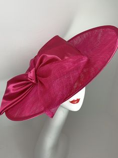 Fuchsia Pink Derby Hat, Tea Party Hat, High Tea Hat, Church Hat, Derby Hat, Tea Party Hat, Fashion Hat, Church Hat, Derby Hat, Pink Sinamay Pink Adjustable Fascinator, Chic Adjustable Pink Fascinator, High Tea Hat, High Tea Hats, High Tea Wedding, Tea Wedding, Statement Hat, Tea Hats, Large Brim Hat