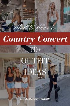 Looking for trendy, cute, and stylish country concert outfit ideas? Explore 70+ easy-to-wear ensembles perfect for spring, summer, fall, and winter. Whether it's Nashville or Stagecoach Festival, these classy outfits feature jeans, dresses, and all-black options. Enhance your look with aesthetic accessories inspired by Morgan Wallen and Coachella vibes. Ideal for casual evenings and plus size individuals. Outfit Ideas For Nashville, Country Music Concert Outfit, Morgan Wallen Concert, Country Concert Outfit Ideas, Stagecoach Festival