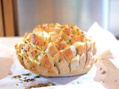 a baked pastry sitting on top of a piece of paper