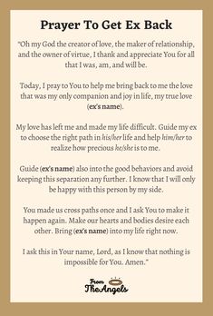 prayer for ex back with the words in english