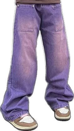 Purple Baggy Jeans, Baggy Jeans Women, Y2k Cargo Pants, Denim Decor, Purple Jeans, Streetwear Jeans, Loose Jeans, Boyfriend Style, Jeans Women