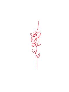 a red line drawing of a flower on a white background with the word love written in it