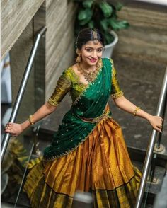 Silk Langa Voni, Photography Poses In Half Saree, Traditional Half Saree Photoshoot Poses, Langa Voni Poses, Poses In Half Saree For Photoshoot, Half Saree Function Photoshoot Poses, Engagement Half Saree South Indian, Half Saree Photo Poses, Halfsaree Function Photoshoot Poses