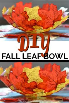 two fall leaf bowls with the words diy on them