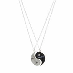 Claire's Ying & Yang Best Friend Necklaces Trendy Silver Necklace For Best Friend Gift, Trendy Silver Necklace For Best Friend, Trendy Silver Jewelry For Best Friend Gift, Trendy White Necklaces For Friendship, White Trendy Necklace For Friendship, Silver Charm Necklaces With Adjustable Chain For Friendship, Adjustable Silver Necklace For Friendship, Minimalist Silver Necklaces For Friendship, Minimalist Silver Necklace For Friendship