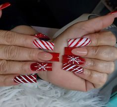 Christmas Nail Designs Acrylic, Hello Nails, Fancy Nails Designs, Plaid Nails, Christmas Nails Acrylic