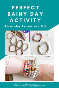 the perfect rainy day activity bracelets kit with instructions to make them in different colors