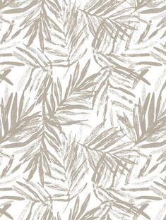 a drawing of leaves in grey and white on a wallpaper background with neutral tones