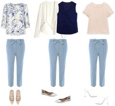 Powder Blue Trousers Outfit, Light Blue Pant Outfits For Women, Blue Pants Women Outfit, Pastel Blue Pants Outfit, Slate Blue Pants Outfit, Sky Blue Trouser Outfit Women, Pale Blue Trousers Outfit, Outfits With Light Blue Pants, What To Wear With Light Blue Pants