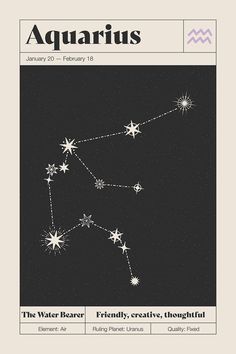 Fleur Folk – Aquarius Star Constellation Art Print Astrology Aestethic, Aquarius Drawing Zodiac Art, Aquarius Star Constellation Tattoo, Aquarius Star Tattoo, Aquarius Aesthetic Wallpaper, Constellations Aquarius, Constellation Aesthetic