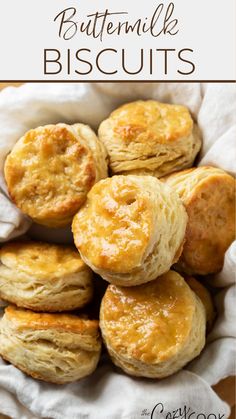 buttermilk biscuits with text overlay that reads buttermilk biscuits