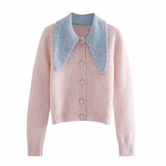 Xiaoxiangfeng sweater short coat female doll collar top 7171 – girlhomeshops Fe Clothing, Tweed Coat, Plaid Coat, Collar Designs, Collar Top, Vintage Shorts, Short Coat, Jumper Sweater, Cardigan Coat