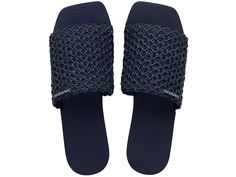 Havaianas You Cannes Sandals - Women's Sandals : Navy Blue : Spice up your basics and enjoy unwavering comfort during walks wearing the Havaianas You Cannes Sandals. Coming in an easy slip-on fit, the shoes boast a wide upper band made of rubber which is beautifully designed in a braided straw-like weave and highlights a branded accent. These are framed in an open square toe silhouette, lending a contemporary note to your look. Unlined. Padded rubber footbed. Rubber outsole. Made in Brazil. Measurements: Weight: 4.24 oz Product measurements were taken using size EU 37-38 (US Men's 5-6, Women's 7-8), width M. Please note that measurements may vary by size. Made In Brazil, Us Man, Spice Up, Women's Sandals, Cannes, Spice Things Up, Womens Sandals, Highlights, Navy Blue