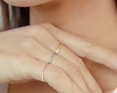 Wedding Stack Wedding Ring Stack Wedding Stacking Ring | Etsy Minimalist White Gold Jewelry For Marriage, Minimalist Stackable Wedding Jewelry, Delicate Stackable White Gold Wedding Rings, Dainty Wedding Bands With Simple Design, Dainty Simple Wedding Bands, Stackable Wedding Rings With Simple Design, Stackable Wedding Rings With Open Band, Wedding Stackable Rings With Adjustable Fit, Wedding Stackable Rings With Simple Design