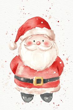 a watercolor painting of a santa clause