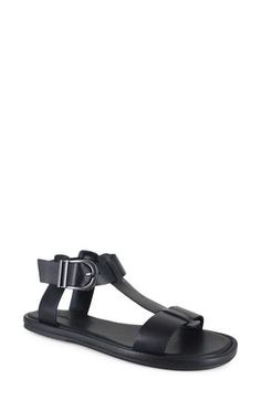 Easy casual style is the name of the game with this versatile sandal featuring smooth leather straps. Adjustable ankle strap with buckle closure Cushioned footbed Leather upper/synthetic lining and sole Imported Synthetic Ankle Strap Sport Sandals With Buckle, Synthetic Sport Sandals With Ankle Strap And Buckle Closure, Modern T-strap Sandals With Buckle Closure And Round Toe, Black T-strap Sandals With Adjustable Ankle Strap, Synthetic Ankle Strap Footbed Sandals With Buckle Closure, Beach Sport Sandals With Ankle Strap And Buckle, Modern T-strap Sandals With Ankle Strap, Modern T-strap Sandals With Buckle And Ankle Strap, Black Ankle Strap Sandals With Buckle Closure