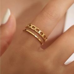 Trendy Minimalist Gold Cuff Ring Adjustable Gold Ring For Index Finger For Women, Simple Gold Accessories, Gold Everyday Rings, Plain Gold Rings, Gold Cuff Ring, Plain Gold Ring, Embellished Fashion, Casual Rings, Body Chains