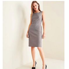 Made With A Refined Birdseye Weave, Our Tailored Sheath Dress Looks Sharp And Gets The Job Done In Style. Scoop Neck. Sleeveless. Inset Waistband. Hidden Back Zipper With Hook-And-Eye Closure. Back Vent. Lined. Softly Fitted Hits At Knee Dress Looks, Ann Taylor Dresses, Sheath Dress, Ann Taylor, Scoop Neck, Size 2, Black White, Womens Dresses, Zipper