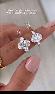 a woman's hand holding two engagement rings with the words, but there's no right or wrong answer