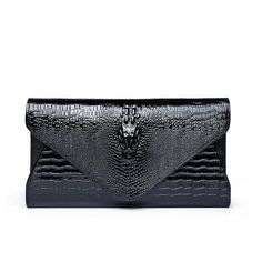 Crocodile Patterned Cow Leather Women's Clutch Bag - Wnkrs Rhinestone Wedding Shoes, Key Chain Holder, Crocodile Pattern, Ladies Clutch, Leather Bag Women, Leather Clutch Bags, Genuine Leather Bags, Leather Messenger, Womens Crossbody Bag