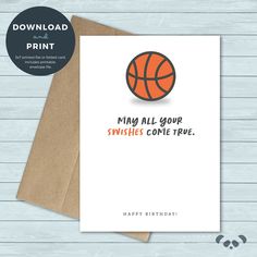 a card with the words happy birthday and a basketball on it