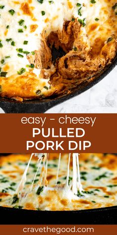 an easy cheesy pulled pork dip with cheese