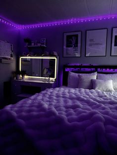 Black Grey Room Decor Bedroom Ideas, Room Inspo Ideas Aesthetic, White Wall Black Furniture Bedroom, Small Bedroom Ideas Dark Colors, Grey Floor Bedroom Decor, Room Design Bedroom Couple, Big Room Ideas Bedrooms With Couch, Black And Purple Room Decor, Bedroom Ideas With Gaming Setup