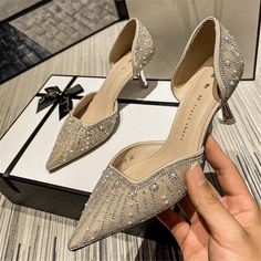 5 Cm Heels, Heels Classy Low, Elegant Shoes Heels, Ladies Long Boots, Event Shoes, Crystal Party, Party Ladies, Heels Elegant, Ladies Footwear