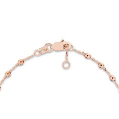 Distinctive shimmering beads embellish links around the length of this stylish women's station bracelet. Fashioned in 14K rose gold, the adjustable 7.5-inch cable chain secures in place with a lobster clasp. Adjustable Rose Gold Bracelet With Satellite Chain, Adjustable Rose Gold Satellite Chain Bracelet, Rose Gold Bracelet With Satellite Chain, Elegant Rose Gold Bracelets With Satellite Chain, Station Bracelet, Jared The Galleria Of Jewelry, Cable Chain, Stylish Women, Lobster Clasp