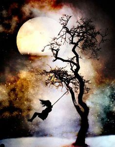 Hold on to your inner child:) Beautiful Moon, Arte Fantasy, Pics Art, The Words, Stars And Moon, Full Moon, Don't Let, Amazing Art, Cyberpunk