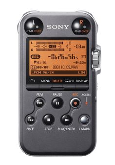 the sony portable recorder is open and ready to play