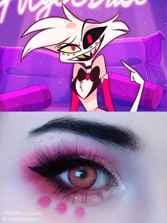 Angelhusk Fanart, Helluva Boss Makeup, Hazbin Hotel Makeup, Angeldust Cosplay, Cosplay Makeup Ideas, Disney Eye Makeup, Anime Eye Makeup, Makeup Drawing, Anime Makeup