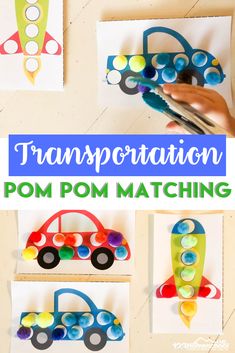 this is an easy transportation pom pom matching activity for kids