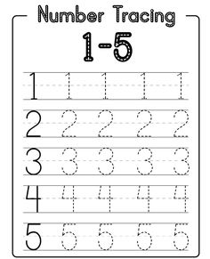 the number 1 - 5 worksheet for children to learn how to write numbers