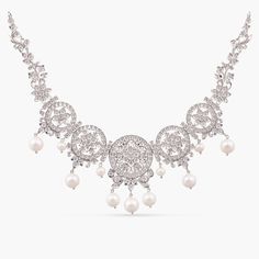 Kusum Silver CZ Necklace Cz Necklace, 925 Silver Jewelry, Short Necklace, Cz Stone, Gold Plating, Rhodium Plated, High Grade, Silver Plate, Diamond Necklace